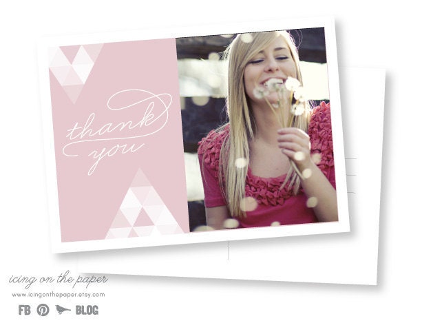 Graduation Thank You Postcard - Modern & Feminine