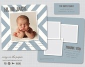 Giant Chevron Baby Boy Birth Announcement - Digital or Printed