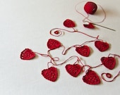 Valentine Garland Romantic Red Garnet Crochet Hearts - Made to Order