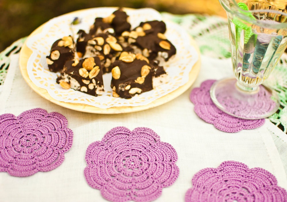 Crochet Coaster Set - Bridal Shower - Pink