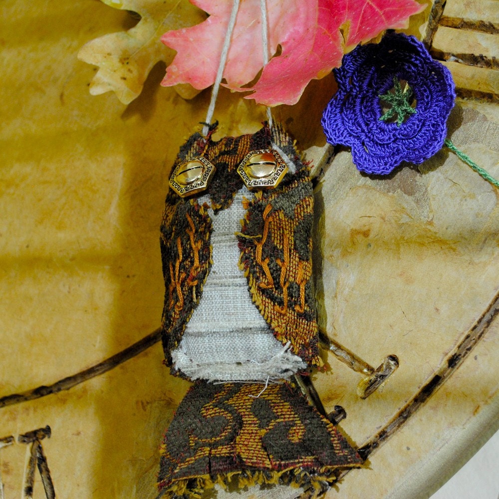 Primitive Owl Ornament Handstitched