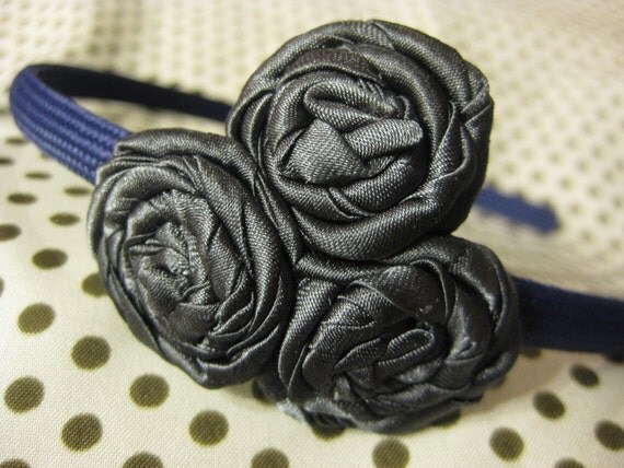Pewter Fabric Flower Headband