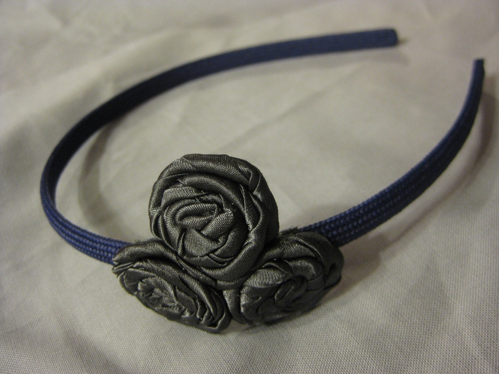Pewter Fabric Flower Headband