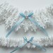 La Petite ALICIA White Lace Garter Set with Light Blue Ribbon Bow and Crystal Finding