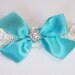 Tiffany Blue Wedding Garter with Bow and Rhinestone Finding