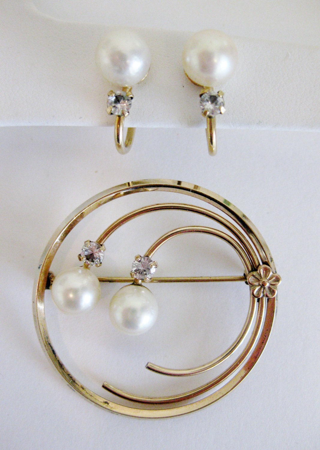 Vintage Winard Brooch & Earring Set 12K GF