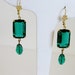 Vintage Repurposed Czech Emerald Green Glass Drop Earrings