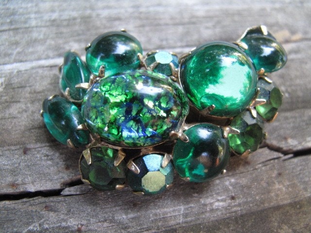 Weiss Brooch with Green Stones