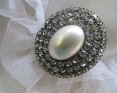 Rhinestone and Faux Pearl Brooch