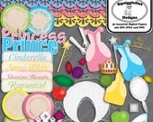 Digital Printable Clip Art Stickers for Cards, Invitations, Scrapbooking and other Crafts Set of 40 - Princess - Instant Download