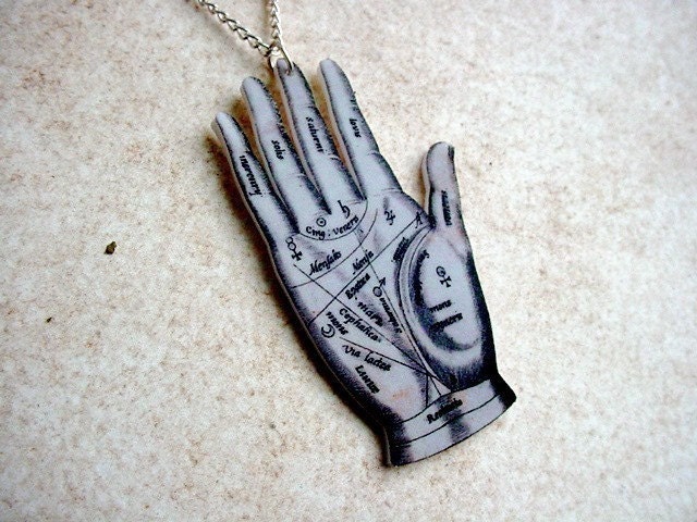 Palmistry Palm Reading Hand Necklace with Silver Chain