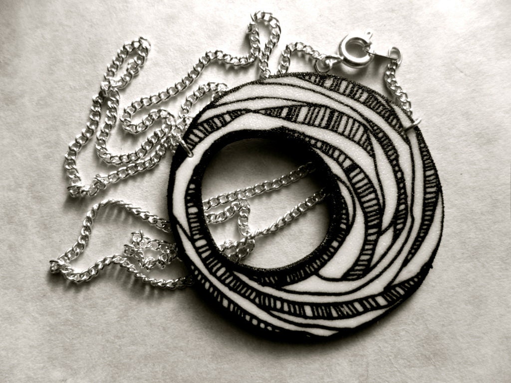 Surreal Circle and Stripes Necklace