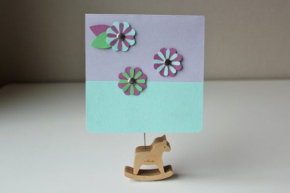 Paper garden card - blank - in purple aqua green