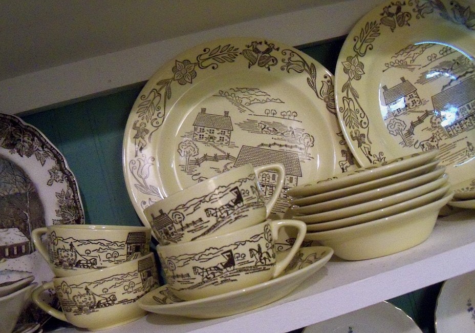 FARMHOUSE Farm Scenes BUCKS COUNTY DINNER WARE by monjardinVintage