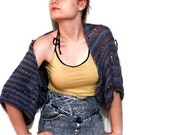 Plus size Large  Blue Tones  Handmade Bolero Shrug Soft Handknit Women Accessory