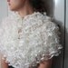 Hand knitted wedding shrug ,frilly wrap, fluffy stole ,ivory cream unique capelet