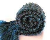Peacock Blue Scarf Chunky Knit Long Soft Thick Warm Hand Knitted Winter Spring Accessory Men Women Dark Teal Midnight