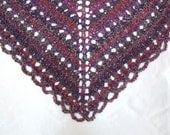 Prayer Shawl Triangular Lace Wrap Knitted Triangle Shawl Purple Raspberry Hand Knit Spring Accessory