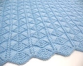 Knit Baby Blanket Blue Baby Blanket Hand Knitted Handmade Baby Blanket Newborn Infant Boy Swaddle Wrap