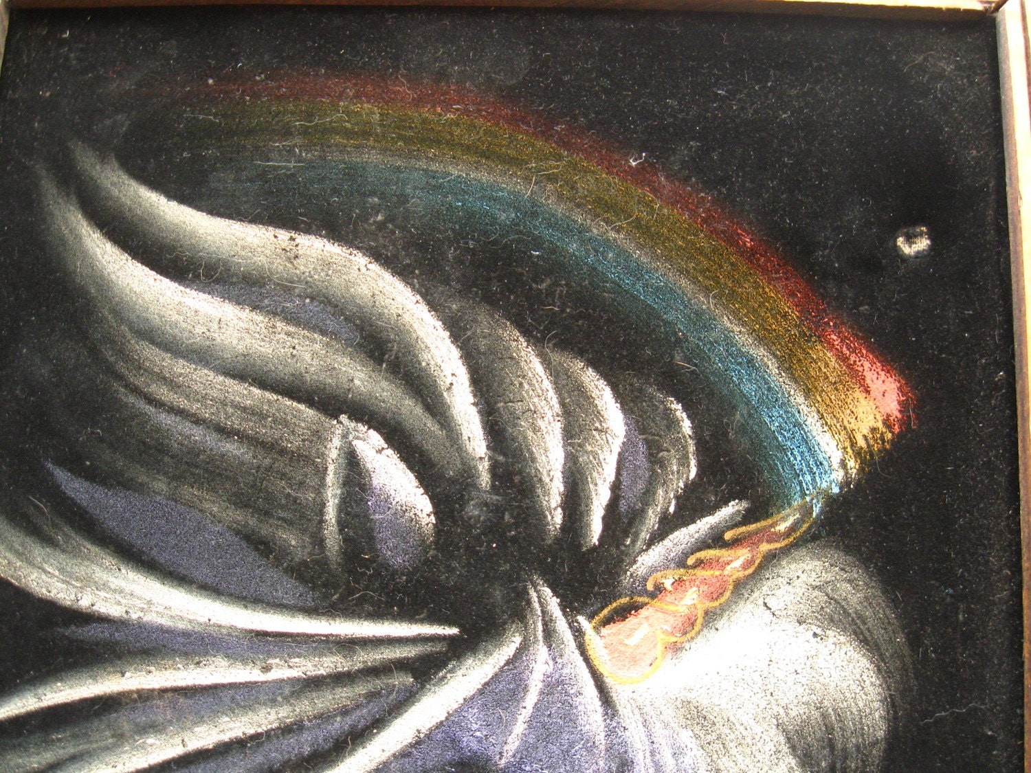 Vintage THE RAINBOW MAKER Black Velvet Unicorn Painting