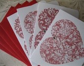 Engraved Hearts Notecard Set - Nostalgic Love - 4 Vintage Inspired Valentine's Day Cards - Blank Inside