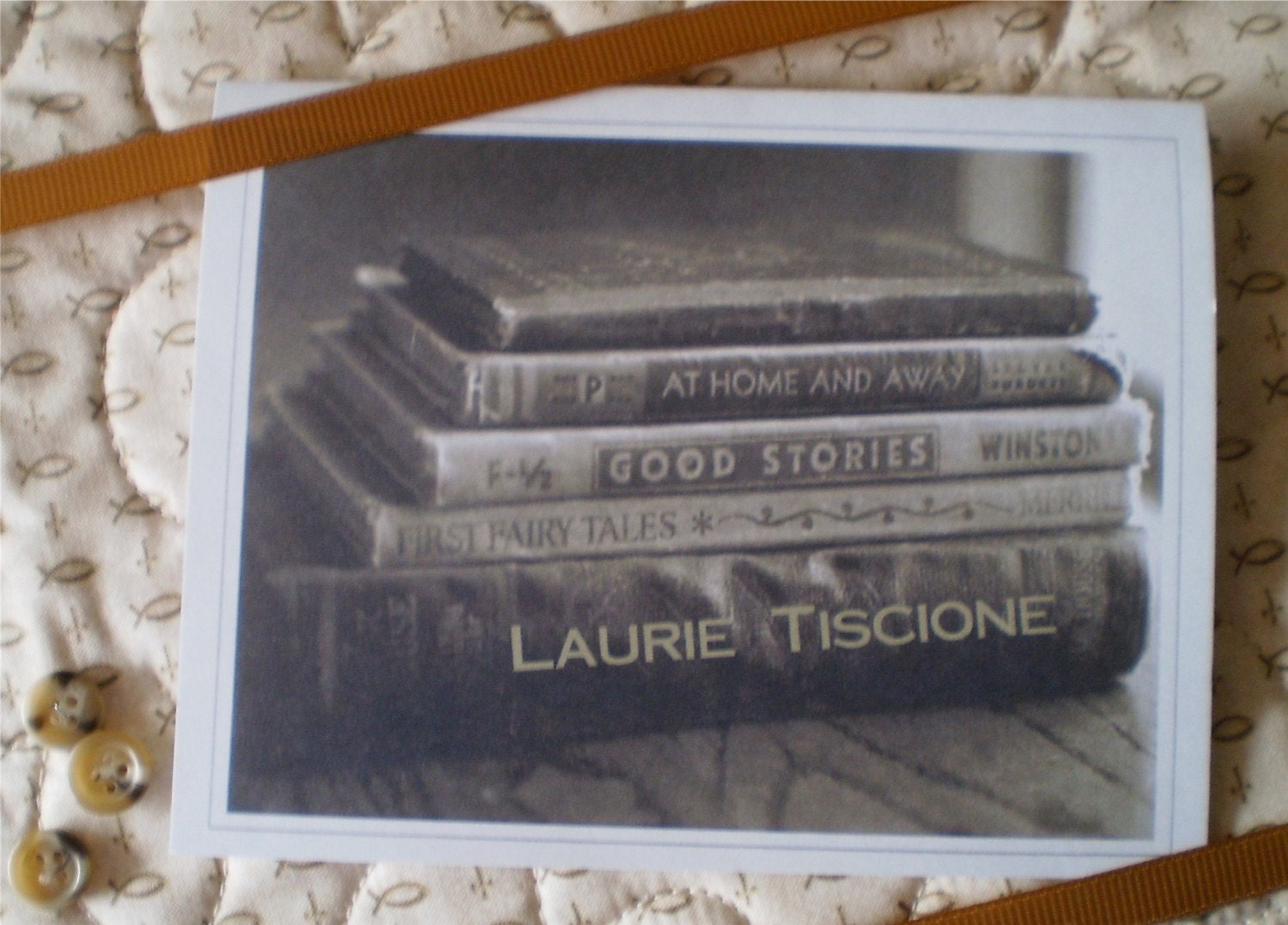 Book Lover's Personalized Notecard Set - Vintage Books Personalized, Customized, Blank Inside - 6 Card Set - Free Shipping in US