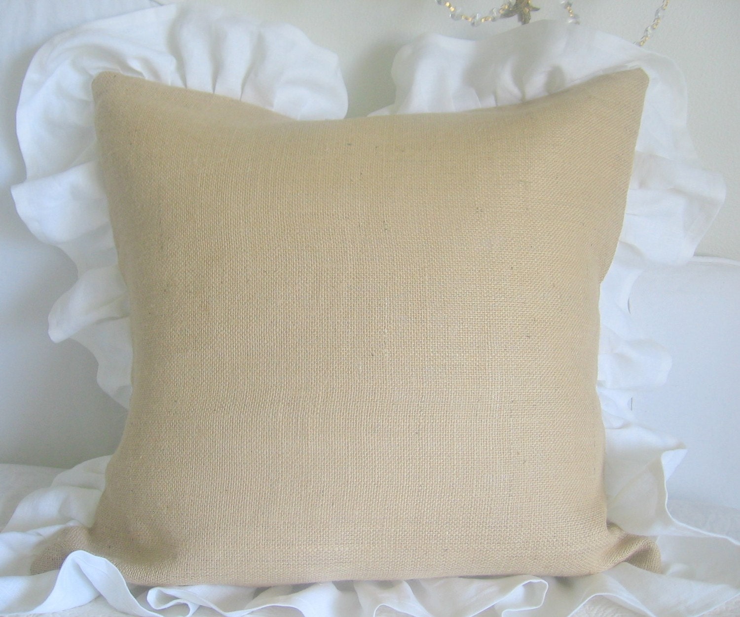 The Greta Burlap and Ruffles Pillow