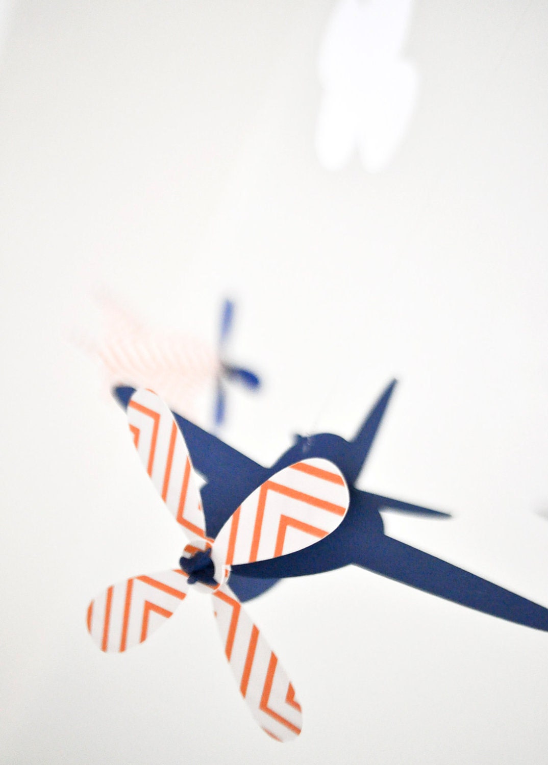 Baby Mobile, Airplanes in Orange Chevron and Blue