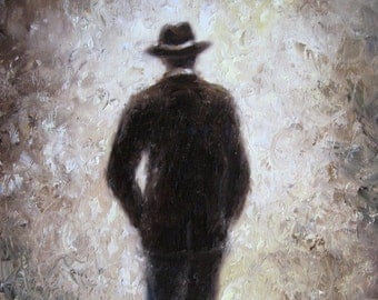 Classy Man Art Print, handsome man painting, man, dad, hat, brown, tan, beige, suit, gentleman, Vickie Wade art
