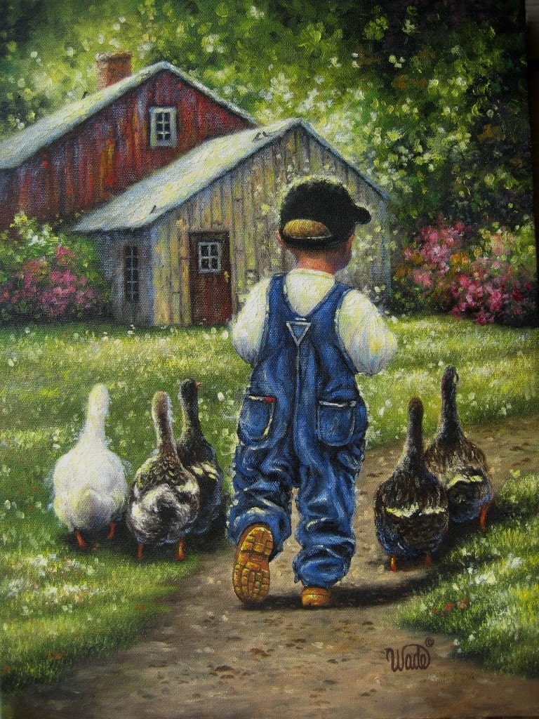 Little Boy Blue Print Vickie Wade art farm by VickieWadeFineArt