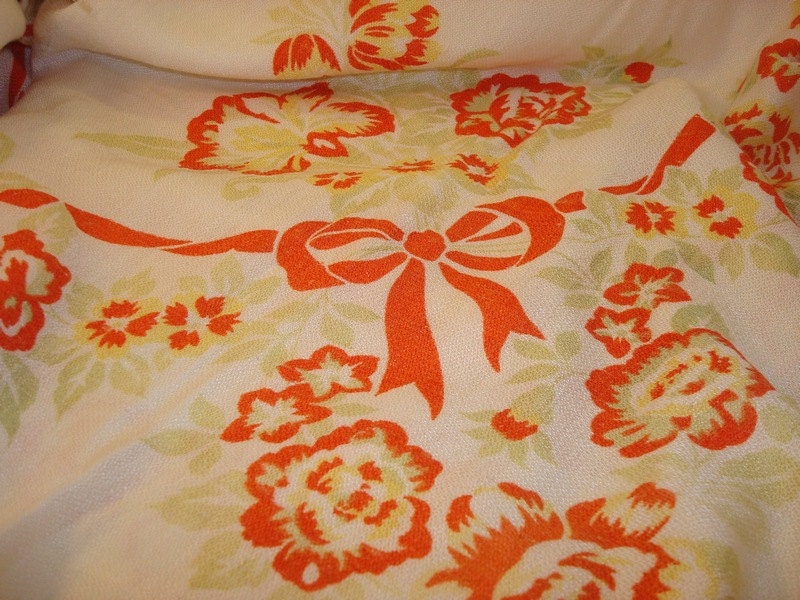 Vintage Table Cloth Orange and yellow floral