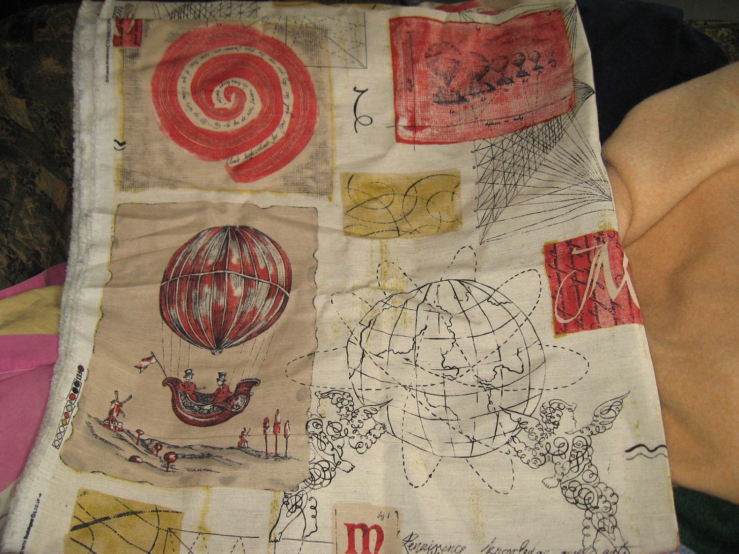 retro TPSA INTERNATIONAL nautical UPHOLSTERY vintage retro fabric 58 x 122 in