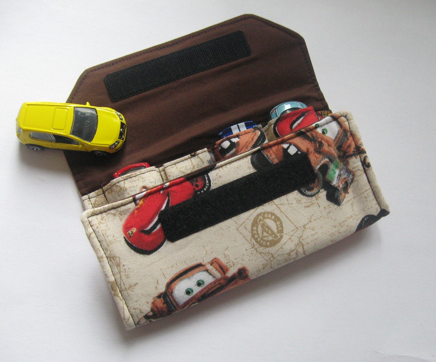 Childs Toy Car Holder. The Original car wallet. Disney cars. Holds 4.
