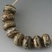 Amelia Mine - (8) Handmade Lampwork Beads - Deep Olive, Silver
