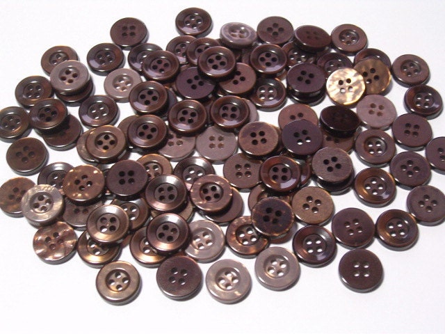 Vintage Pearly Brown Plastic Buttons Large Mixed Lot