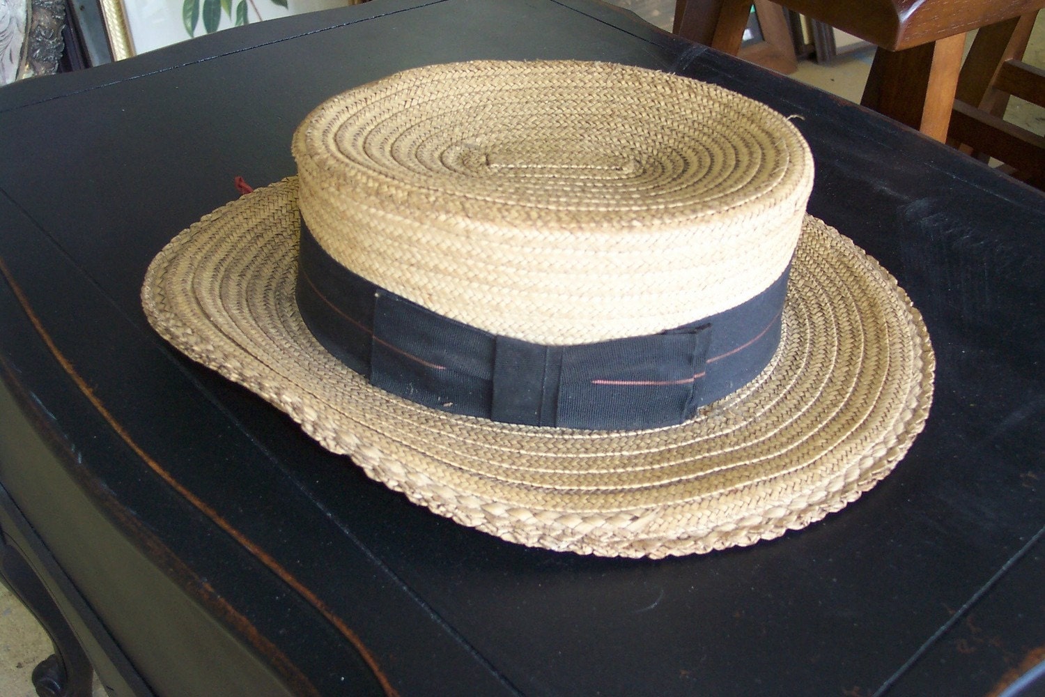 1920's men's straw hat by sctiques on Etsy