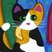 Saint FRANCIS of Assisi with CATS Art PRINT from Original Painting - by Jill