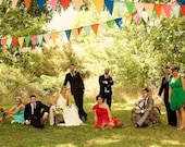 Candy Colored Circus Fabric Bunting, Garland, Banner, Pennant Decoration 11 FT / Larger 7 Inch Flags
