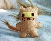 Miniature Ninja Lion Plush: stuffed plushie, hand stitched with felt