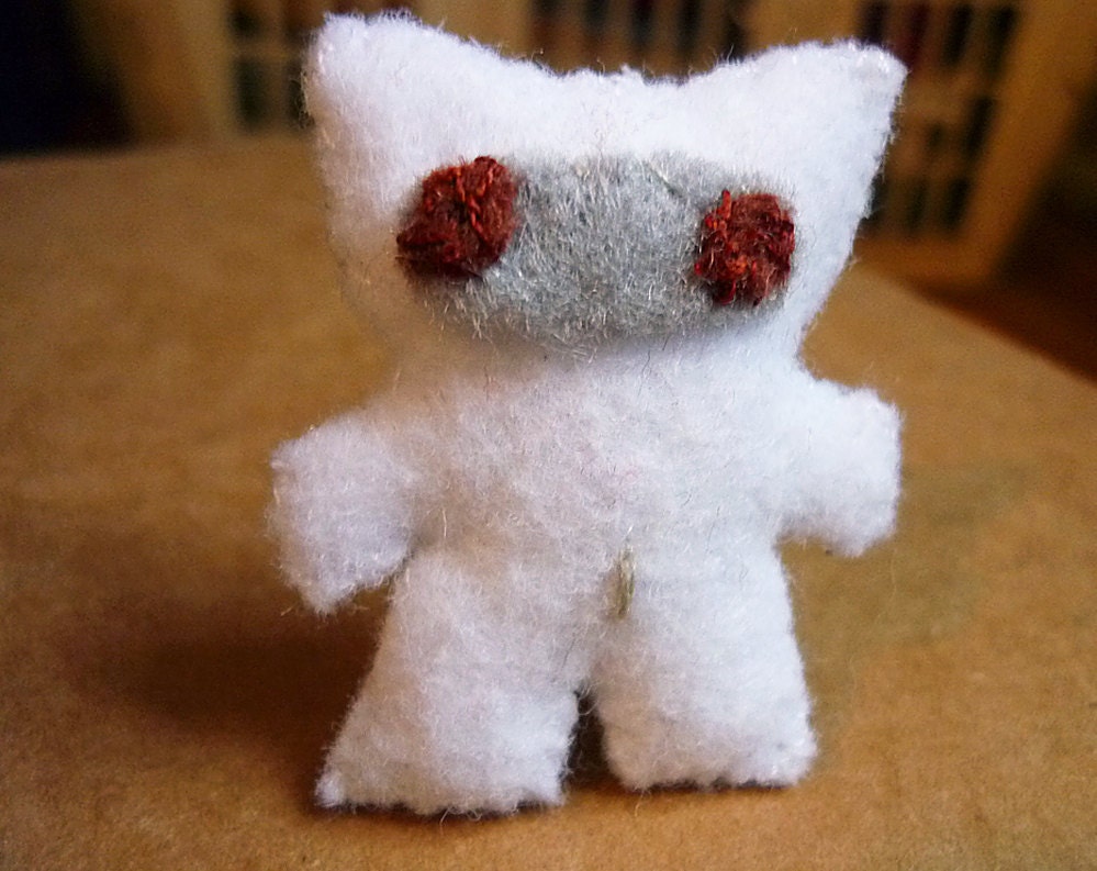 Miniature Ninja Yeti Plush: stuffed plushie, hand stitched with white felt