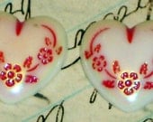 Vintage Cabochon Heart Hearts Acrylic Shabby Pink Chic Romantic Roses Rose Old
