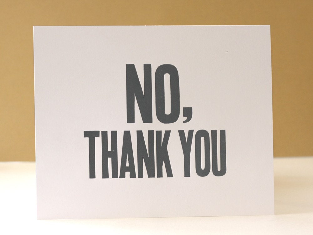 Mind Your Manners Letterpress Print (No, Thank You in Blue Steel)