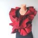 Felted scarf ruffle collar Red and Black gift under 75