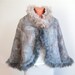 Felted capelet poncho wrap cap Fur grey