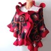 Nuno Felted scarf ruffle collar stole Red and Black