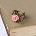 Coral Pink Ring - Adjustable Vintage Style Ring, Shabby Chic Ring, Rose Ring, Antique Brass Ring, Bridesmaid Gift