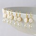4 Bridesmaids Earrings - Cream and Pearl Bridal Earrings, Bridesmaids Gift, Wedding Jewelry, Flower Dangle Pearl Earrings