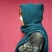 Sea Green HOODED SCARF, Acrylic Knit Cape with Shawl for Autumn, Hood and Scarf Combi, Warm HAT and Scarf, Fall