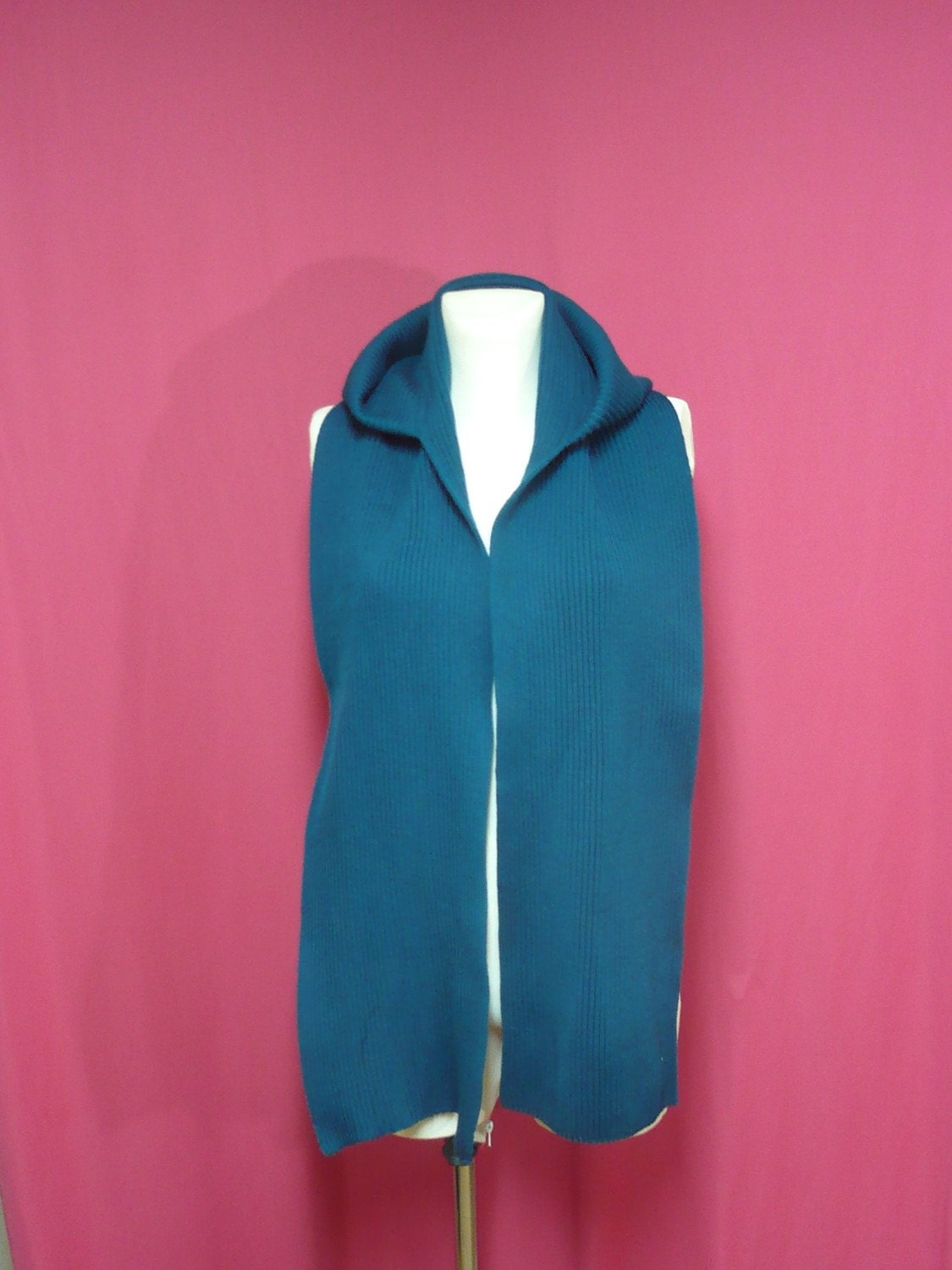 Sea Green HOODED SCARF, Acrylic Knit Cape with Shawl for Autumn, Hood and Scarf Combi, Warm HAT and Scarf, Fall