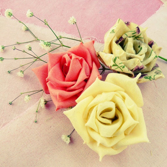 Rose fabric flowers tutorial & ribbon flower tutorial - True Love Rose - N0 Sew at all - PDF easy beginner ebook